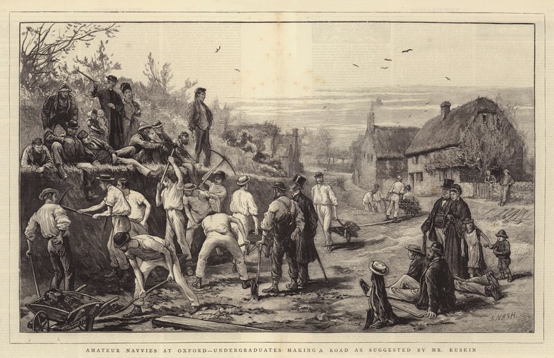 Navvies amateurs à Oxford, étudiants construisant une route comme suggéré par M. Ruskin - Joseph Nash