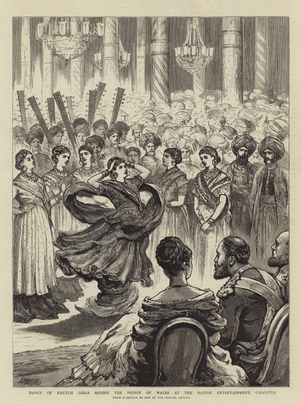 Danse des filles Nautch devant le Prince de Galles lors du divertissement indigène, Calcutta - Joseph Nash