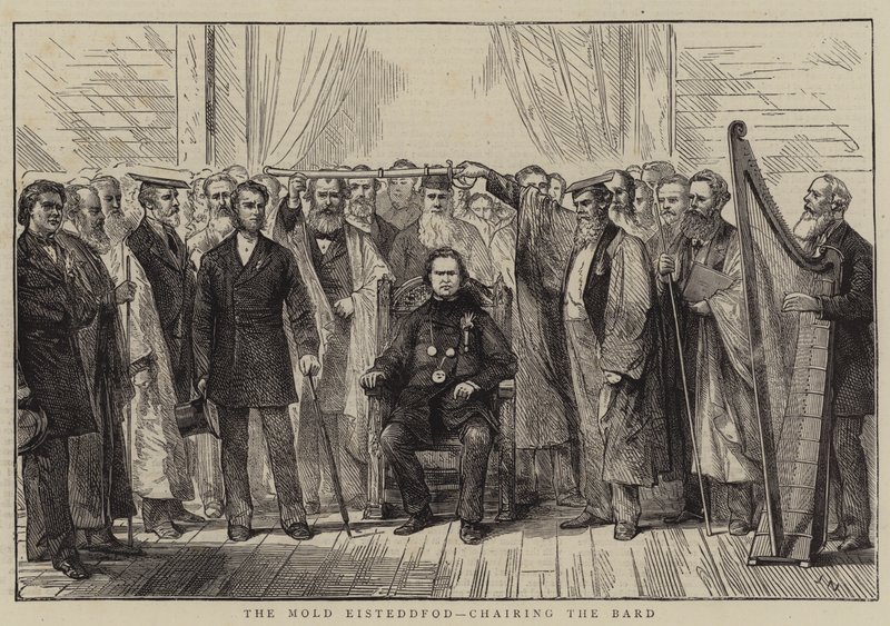 Le Mold Eisteddfod, présidant le barde - Joseph Nash