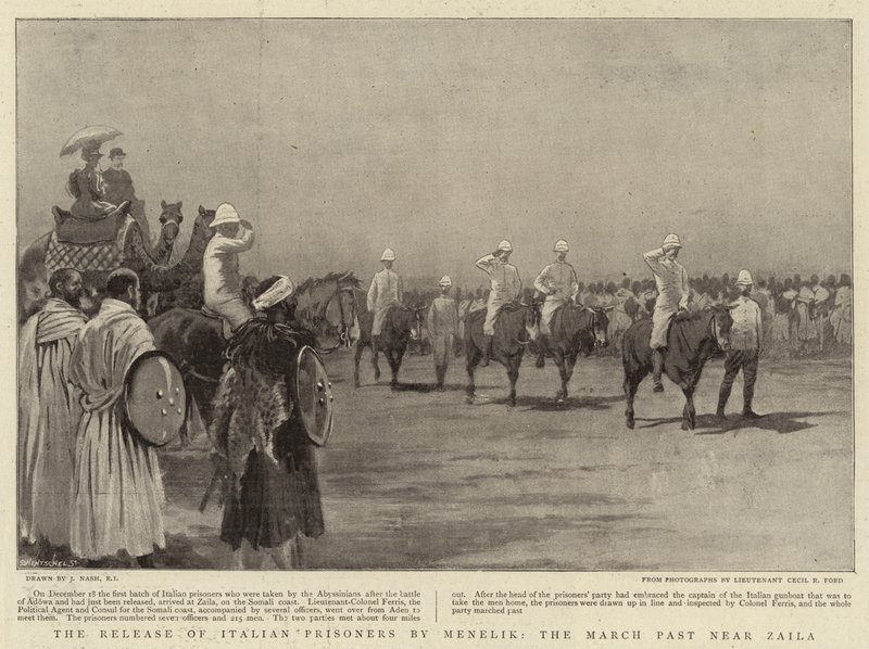 La Libération des Prisonniers Italiens par Menelik, le Défilé près de Zaila - Joseph Nash