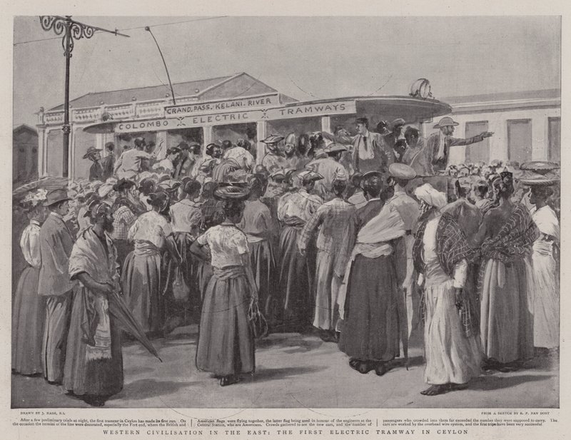 Civilisation occidentale en Orient, le premier tramway électrique à Ceylan - Joseph Nash