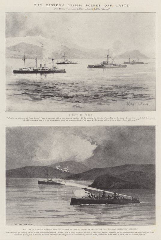 La crise orientale, scènes au large de la Crète - Joseph Holland Tringham