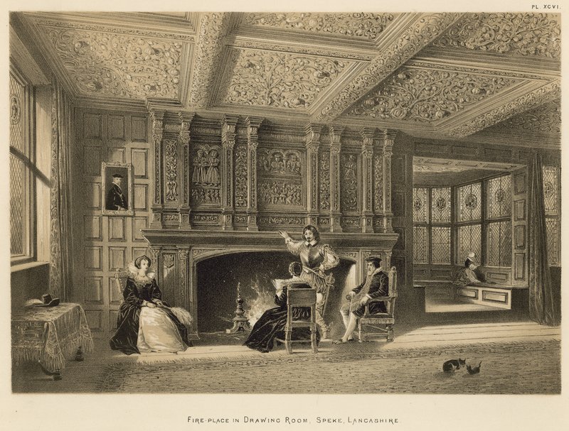 Cheminée dans le salon, Speke, Lancashire - Joseph Nash