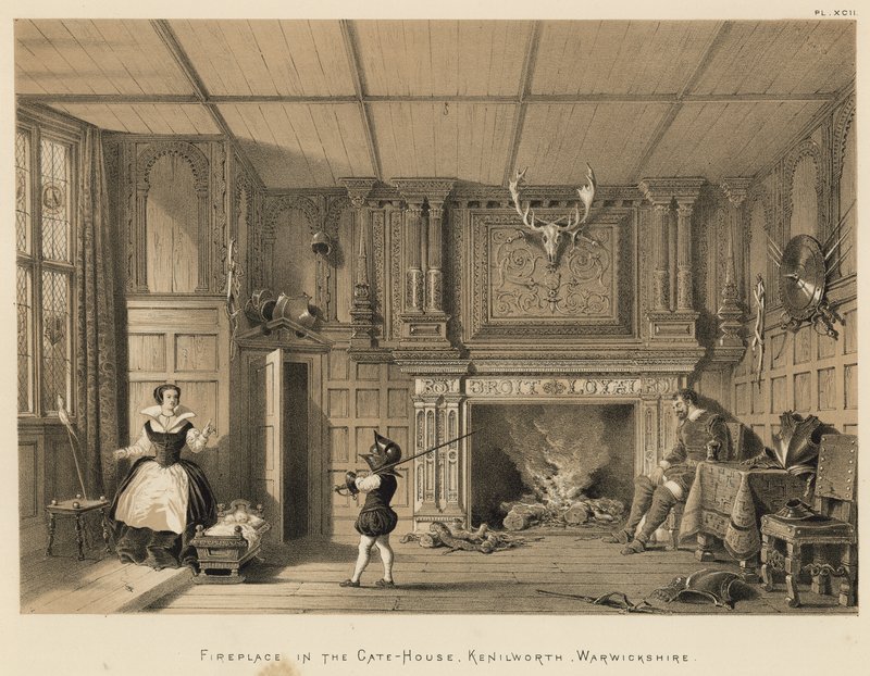 Cheminée dans la maison de la porte, Kenilworth, Warwickshire - Joseph Nash
