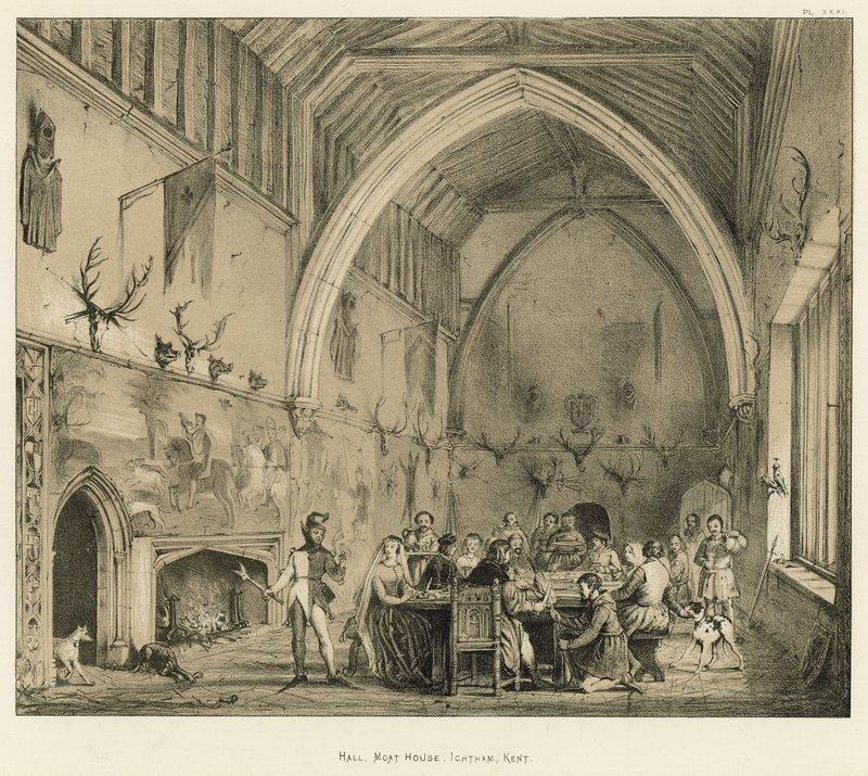 Hall, Moat House, Ightham, Kent - Joseph Nash