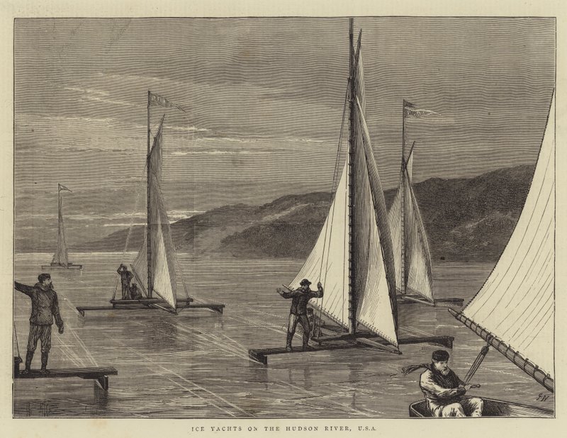 Yachts de glace sur la rivière Hudson, USA - Joseph Nash