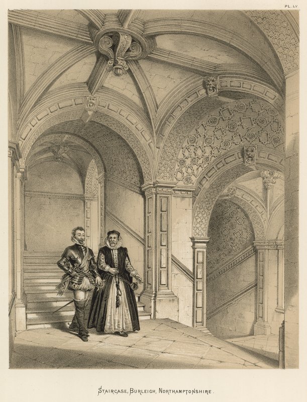 Escalier, Burleigh, Northamptonshire - Joseph Nash