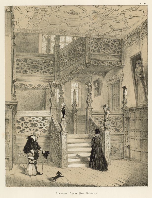 Escalier, Crewe Hall, Cheshire - Joseph Nash