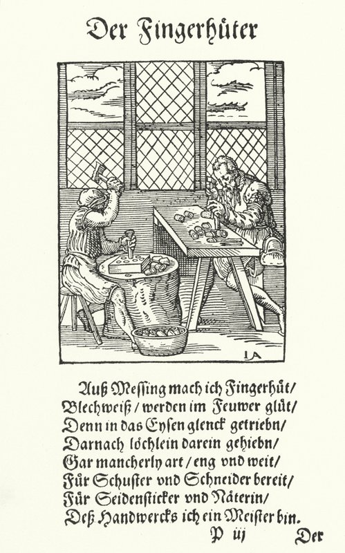 Le fabricant de dés à coudre (gravure) - Jost (after) Amman