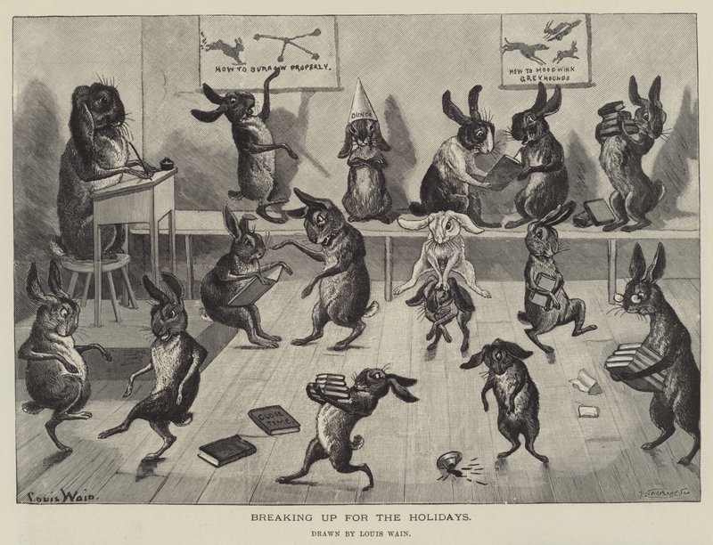 Fin des cours pour les vacances - Louis Wain
