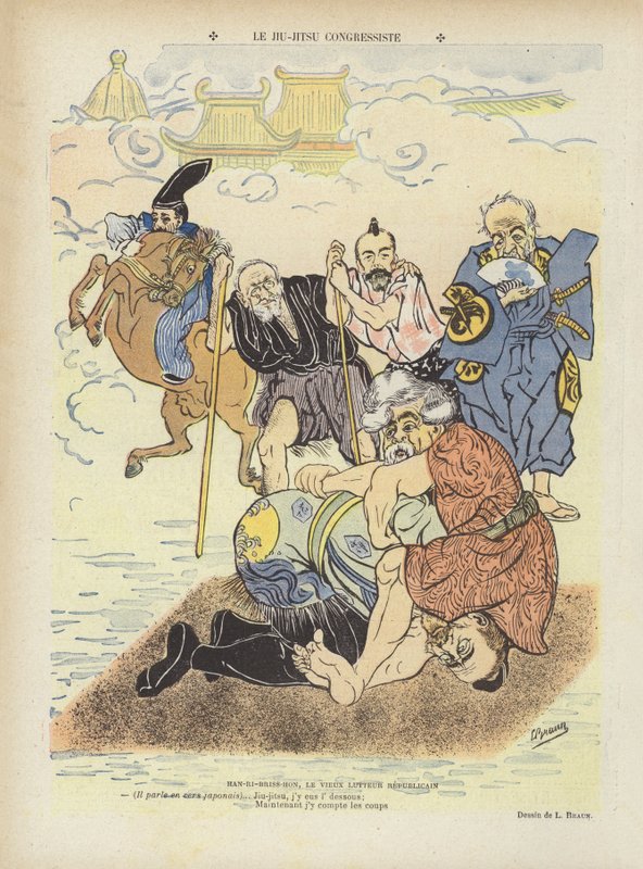 Ju-jitsu au congrès. Illustration pour Le Rire - Ludwig Braun