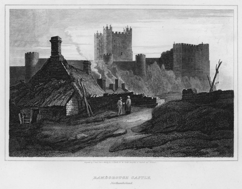 Château de Bamborough, Northumberland (gravure) - Luke (after) Clennell