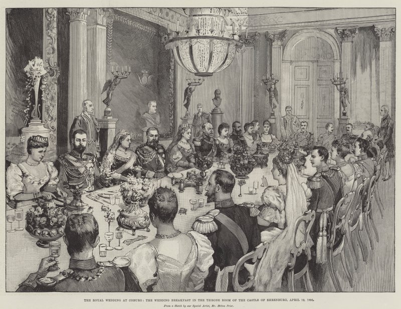Le mariage royal à Cobourg, le petit-déjeuner de mariage dans la salle du trône du château d