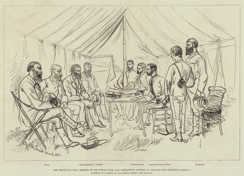 La guerre du Transvaal, rencontre de Sir Evelyn Wood et du commandant Joubert pour organiser l