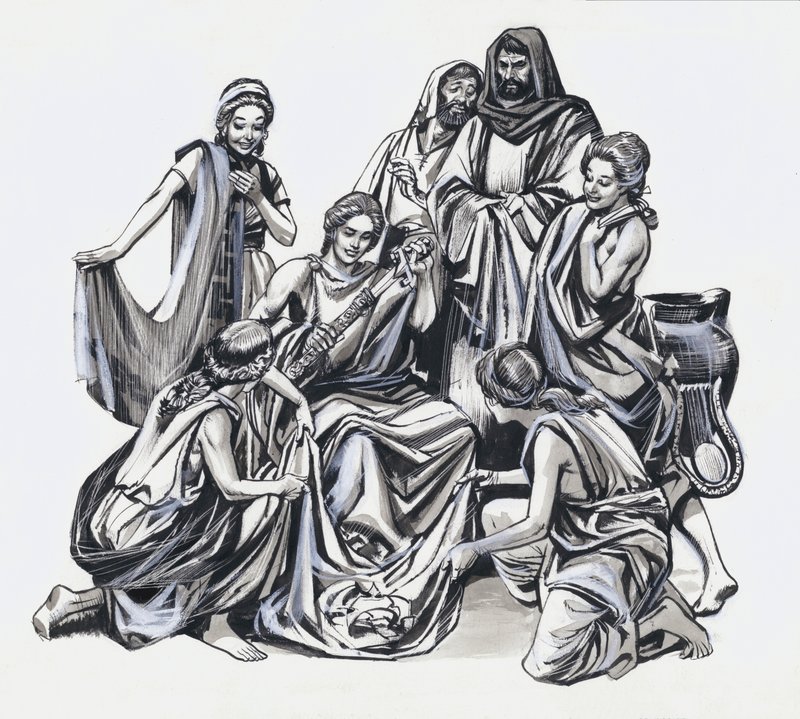 Achille et Ulysse (gouache sur papier) - Nadir Quinto