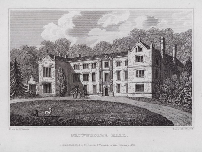 Brownholme Hall - Nathaniel (after) Whittock