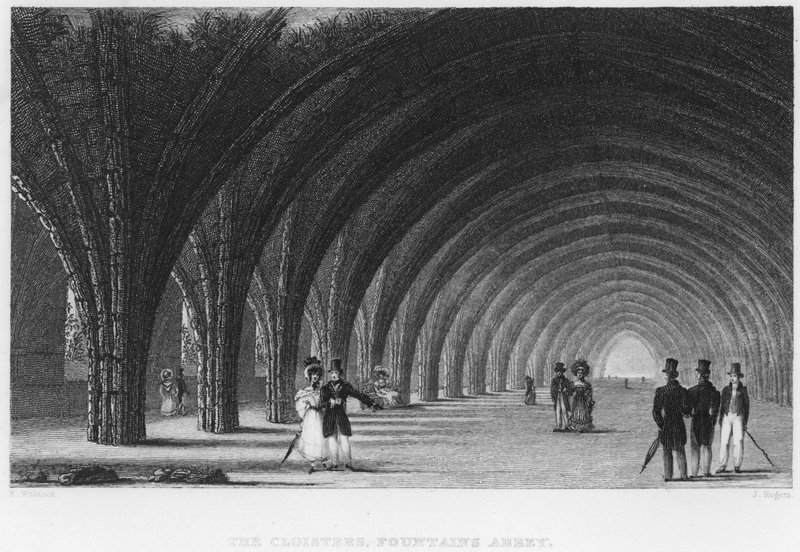 Les cloîtres, abbaye de Fountains - Nathaniel (after) Whittock