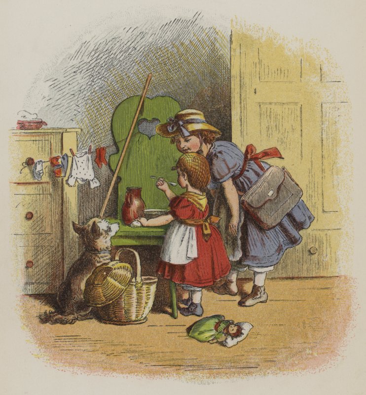 Petite fille buvant du lait ou de la crème à la cuillère - Oskar Pletsch