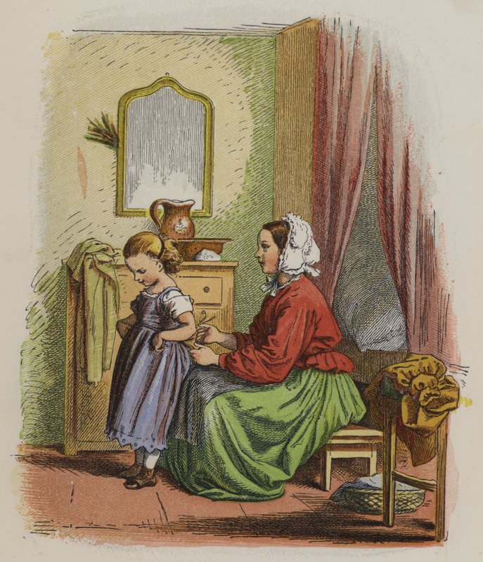 Mère habillant sa jeune fille - Oskar Pletsch