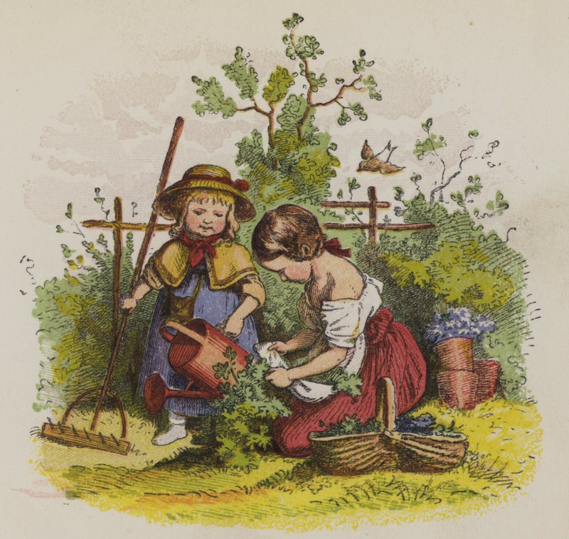 Deux filles jardinant - Oskar Pletsch