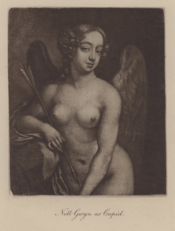 Nell Gwyn en Cupidon (mezzotinte) - Peter Cross