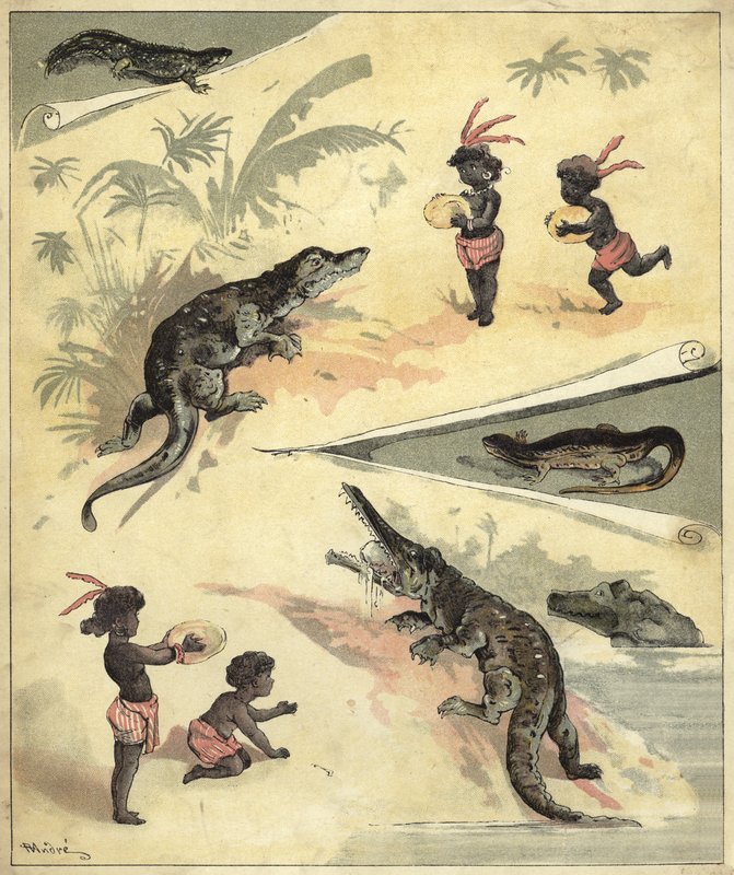 Enfants africains jouant avec des crocodiles - Richard Andre