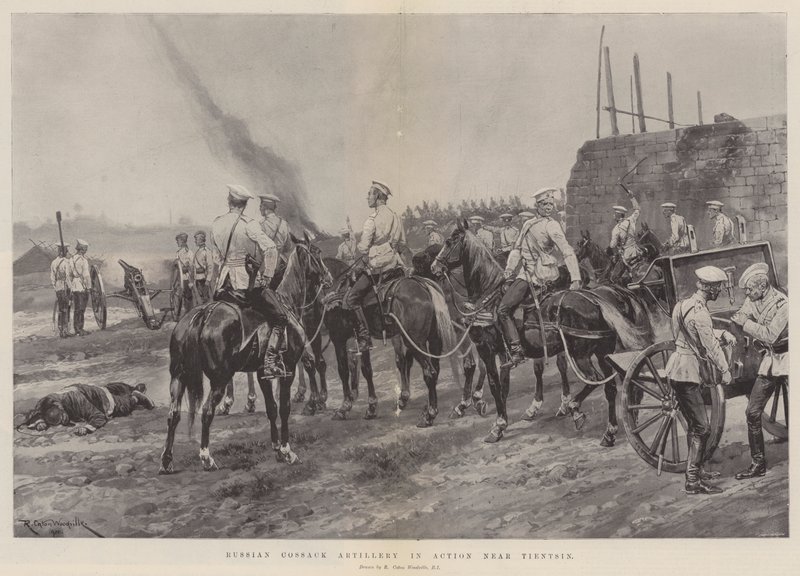 Artillerie cosaque russe en action près de Tientsin - Richard Caton Woodville junior