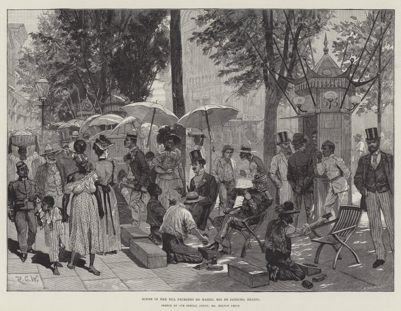 Scène dans la Rua Primiero do Marzo, Rio de Janeiro, Brésil - Richard Caton Woodville junior