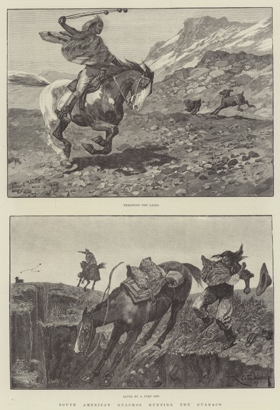 Les gauchos sud-américains chassant le guanaco - Richard Caton Woodville junior