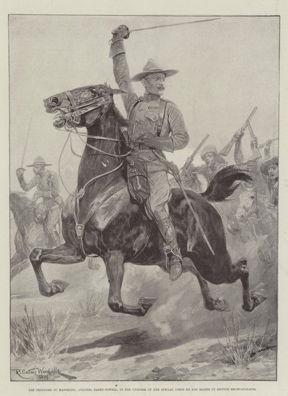 Le défenseur de Mafeking, le colonel Baden-Powell, en uniforme du corps spécial qu