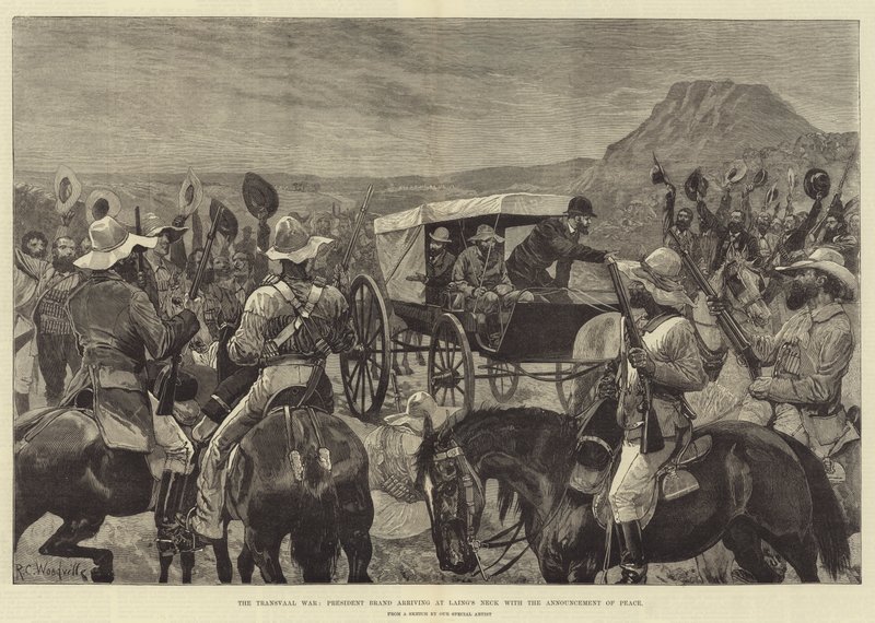 La guerre du Transvaal, le président Brand arrivant à Laing