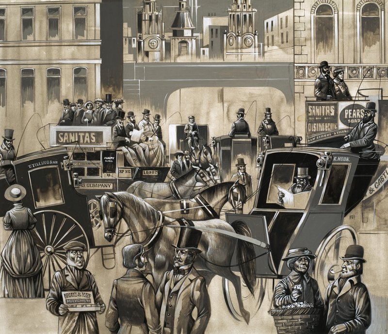 Scène de rue victorienne - Richard Hook