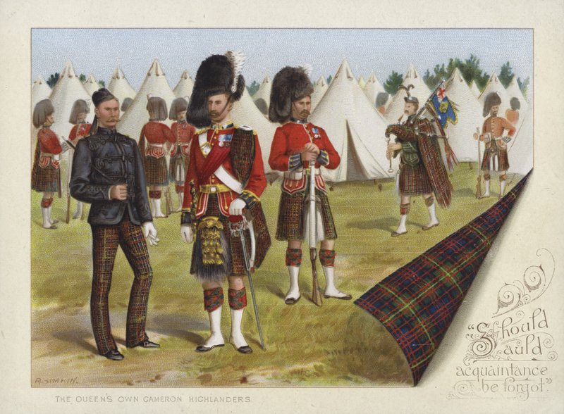Les Cameron Highlanders de la Reine (chromolithographie) - Richard Simkin