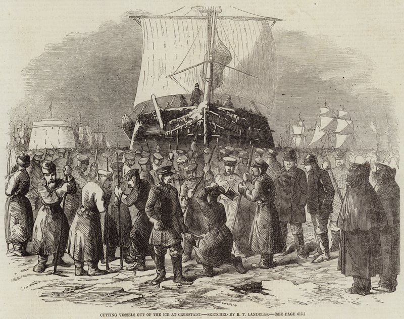 Découper des navires dans la glace à Cronstadt - Robert Thomas Landells