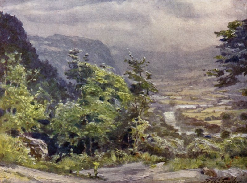 Vallée de Conway (lithographie en couleur) - Robert (after) Fowler