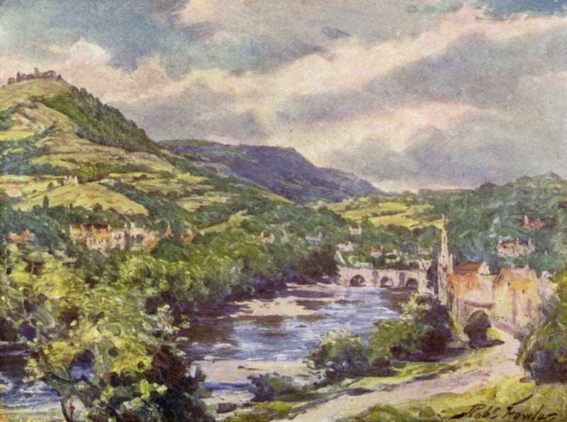 Vue de Llangollen (lithographie en couleur) - Robert (after) Fowler