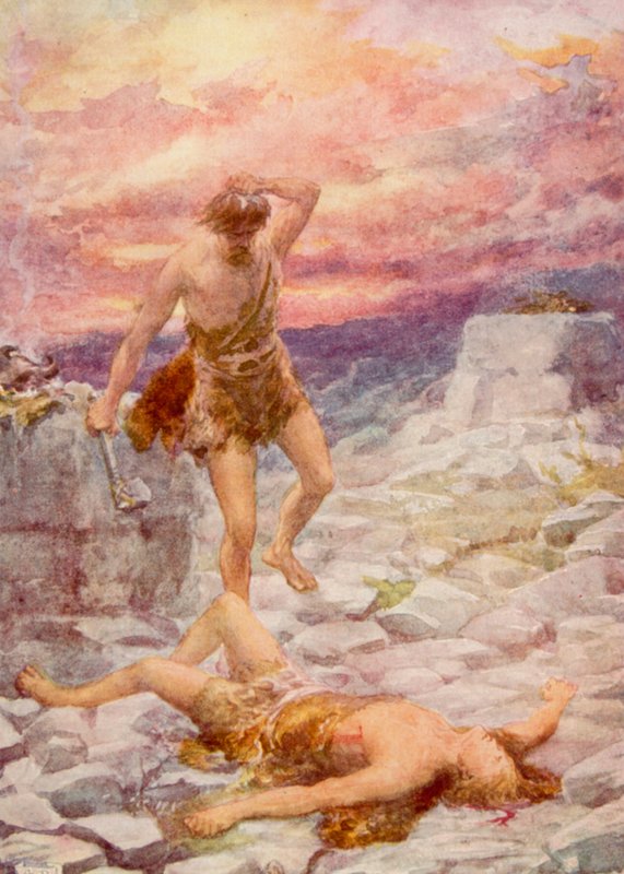 Caïn et Abel (lithographie en couleur) - Robert Ambrose Dudley