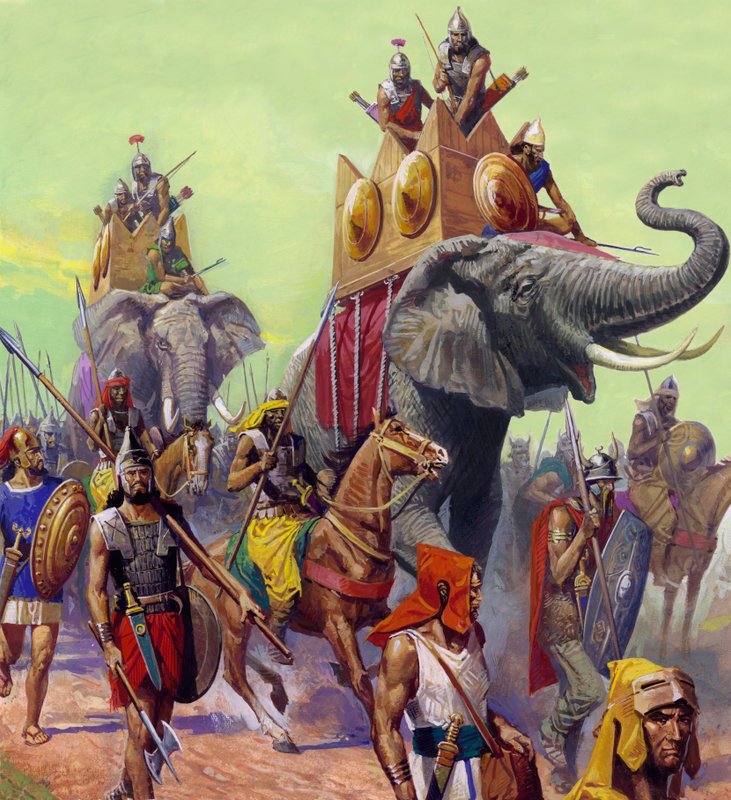 Éléphants Hannibals (gouache sur papier) - Severino Baraldi