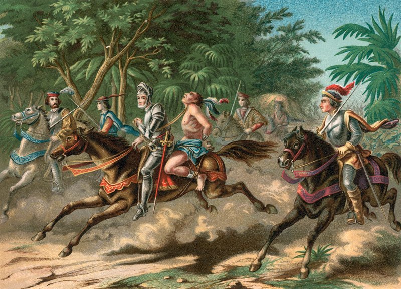 Capture du chef Caonabo à Hispaniola - Spanish School
