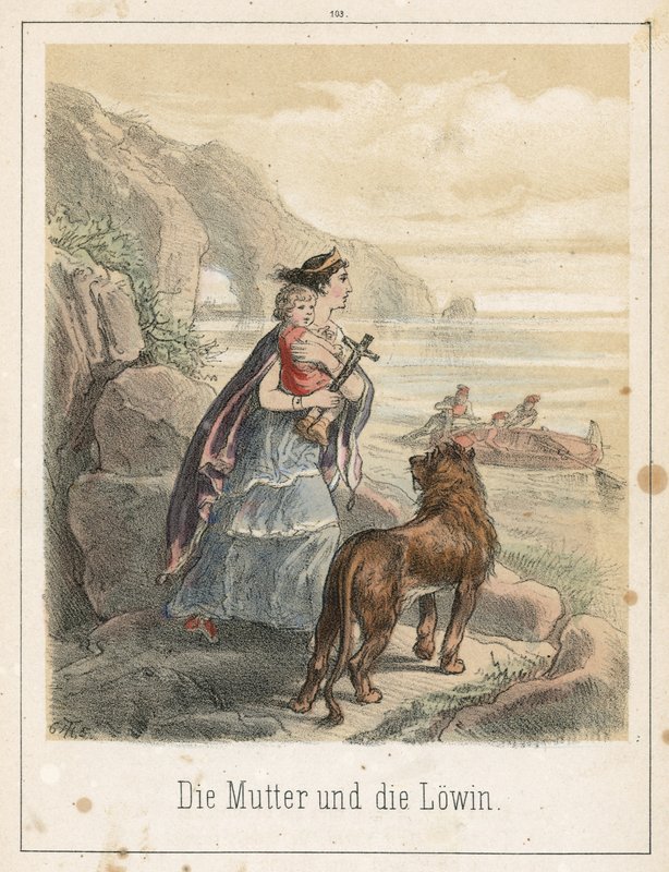 La mère et le lion - Theodor Hosemann