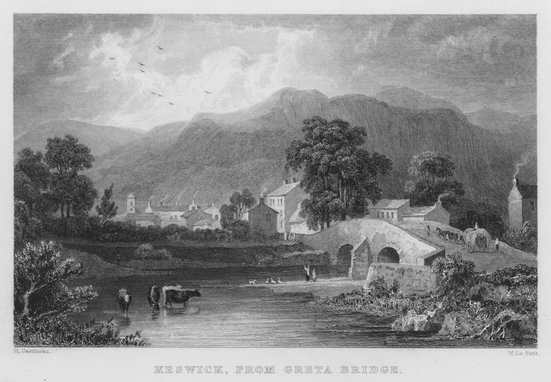 Keswick, de Greta Bridge - Thomas (after) Allom