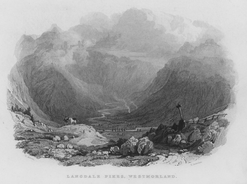 Langdale Pikes, Westmorland (gravure) - Thomas (after) Allom