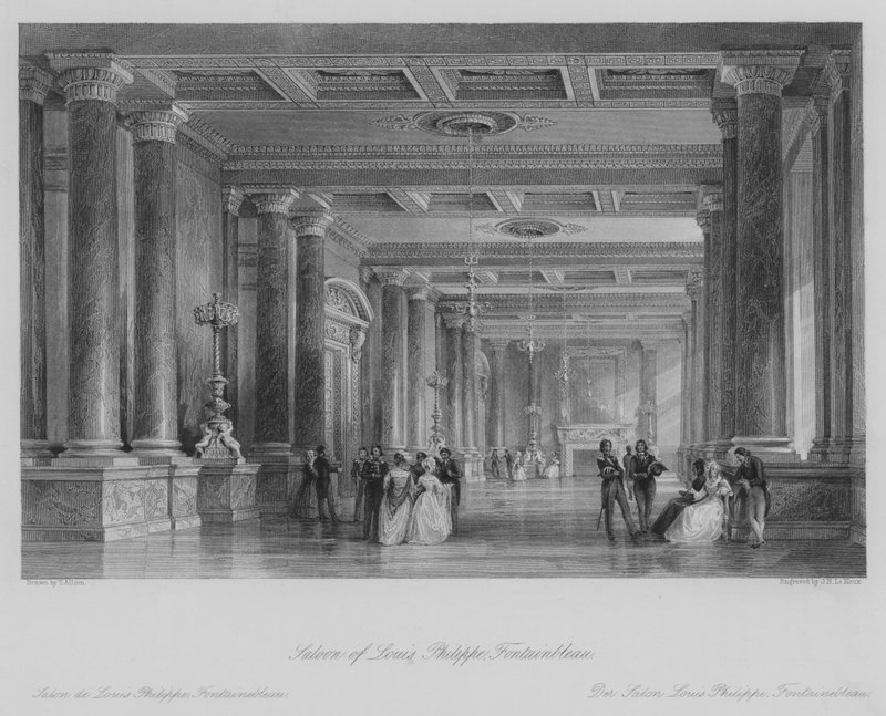 Salon de Louis Philippe, Fontainebleau (gravure) - Thomas (after) Allom