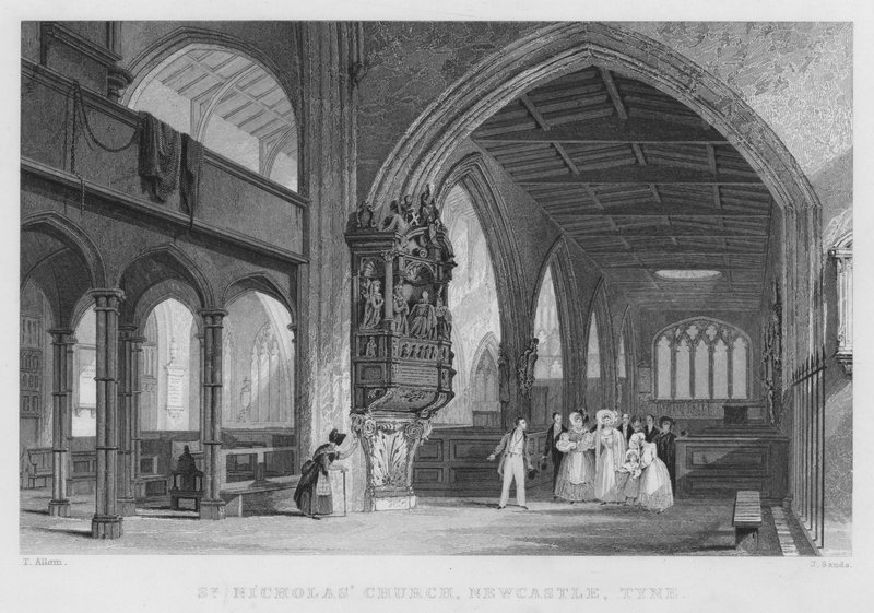 Église Saint-Nicolas, Newcastle, Tyne (gravure) - Thomas (after) Allom