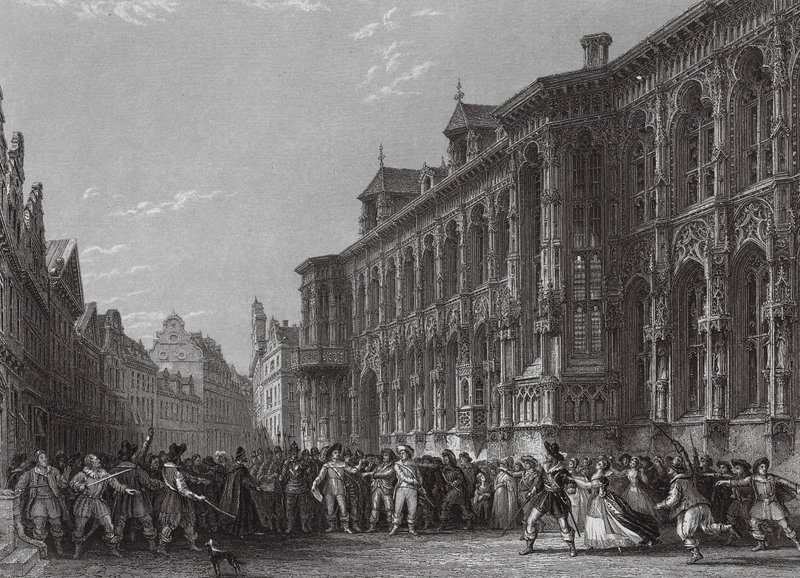 Hôtel de ville, Gand (gravure) - Thomas (after) Allom