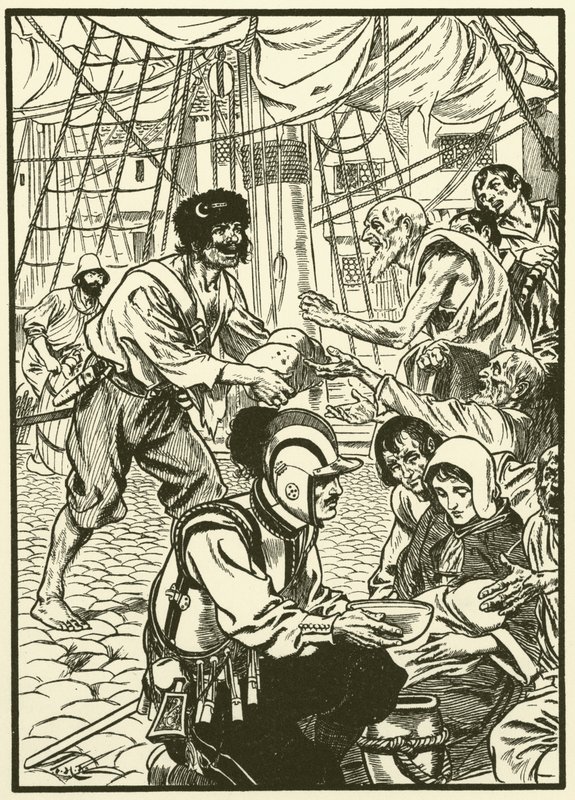 Nourrir les citoyens affamés (gravure) - Thomas Heath Robinson