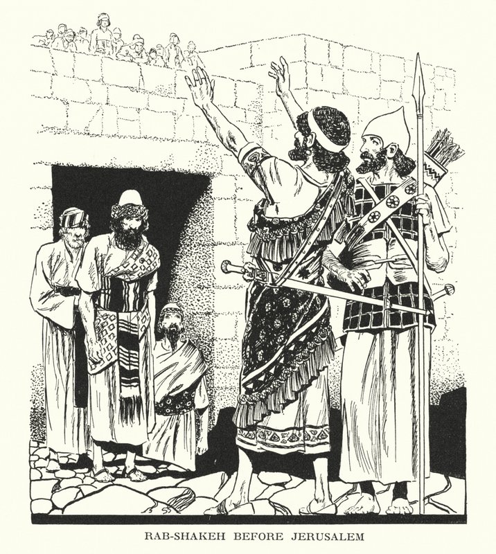 Rab-Shakeh devant Jérusalem (litho) - Thomas Heath Robinson