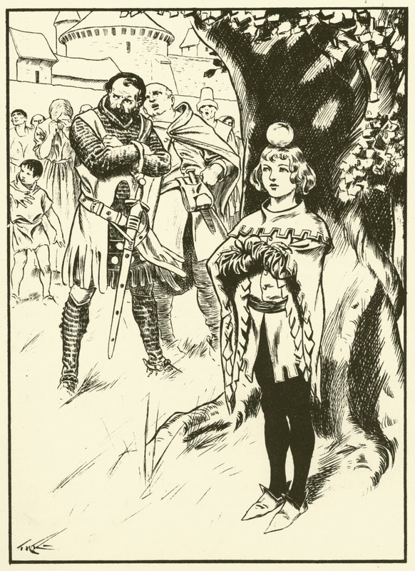 Le fils de Tell et la pomme (gravure) - Thomas Heath Robinson