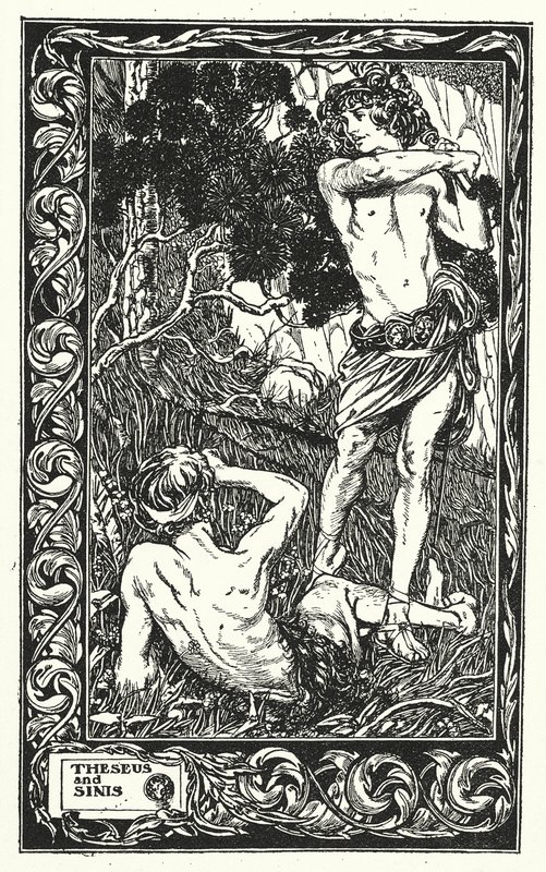 Thésée et Sinis (litho) - Thomas Heath Robinson
