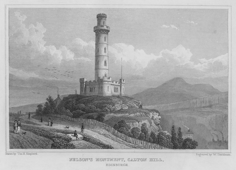 Le Monument de Nelson, Calton Hill, Édimbourg - Thomas Hosmer Shepherd